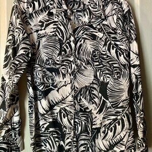 Foxcroft Monochrome Leaf Pattern Shirt
